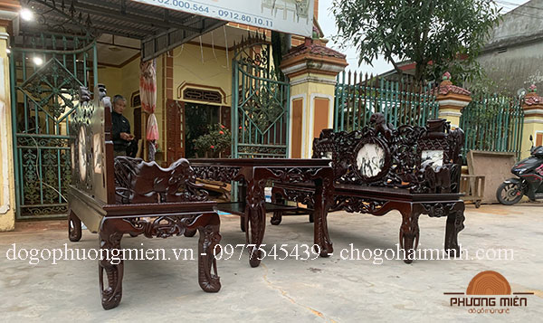 mấu trường kỷ gỗ gụ chạm voi