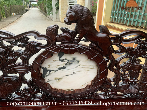 trường kỷ gỗ gụ chạm voi