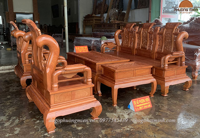 bàn ghế gỗ phòng khách hiện đại tần thuỷ hoàng gỗ hương đá