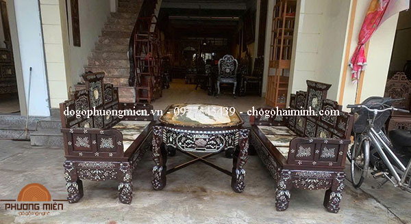 bàn ghế trường kỷ ngũ sơn cẩn ốc