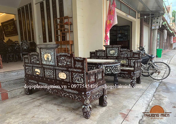 bàn ghế trường kỷ ngũ sơn cẩn ốc
