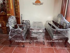 Bàn ghế hoa lá tây gỗ gụ đẹp, chất lượng. (giao tại Ba Vì- Hà Nội)