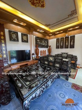 Mẫu trường kỷ ngũ sơn gỗ gụ cẩn ốc đẹp tinh sảo( bàn giao Thái Bình)