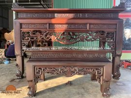 Bàn thờ ngũ phúc chân quỳ gỗ gụ mật đẹp. (Bàn giao tại Cần Thơ)