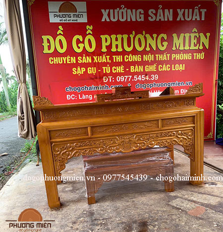 bàn thờ gỗ mít chạm truyện
