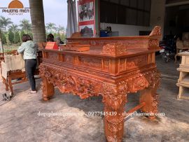 Sập thờ tứ linh nhị cấp gỗ gụ chân 24 đẹp.(Bàn giao tại Hưng Yên)