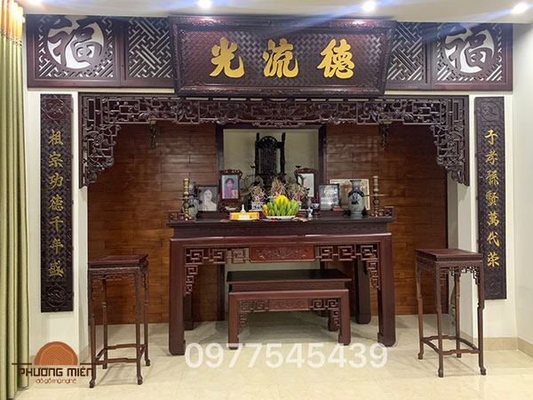bàn thờ truyện sen gỗ gụ