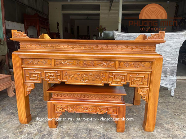 bàn thờ truyện sen gỗ mít đẹp