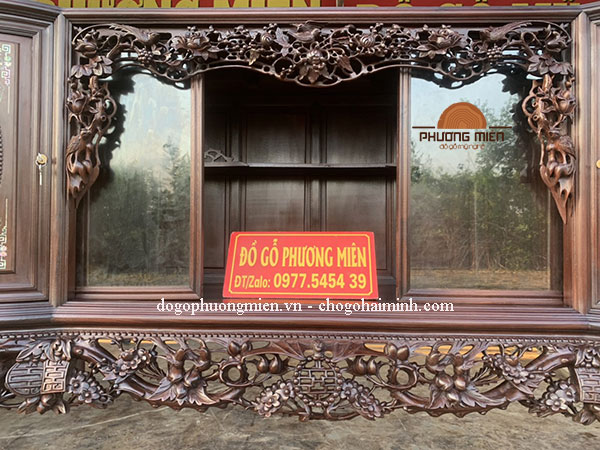 bệ lèo tủ chè cánh cong gỗ gụ đẹp 