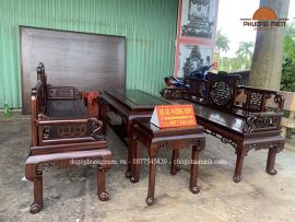 Bàn ghế trường kỷ Phúc Lộc Thọ gỗ gụ chất lượng.( Quảng Phú- ĐăcLăk)