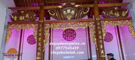 Cuốn thư câu đối lòng máng mai điểu gỗ gụ điểm vàng Đài Loan