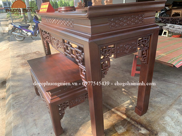 bàn thờ gia tiên truyện sen gỗ gụ