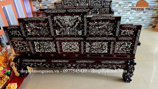 trường kỷ ngũ sơn gỗ gụ cẩn ốc