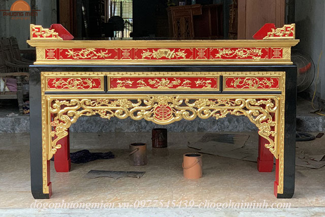 mẫu bàn thờ gỗ mít sơn son thếp vàng đẹp