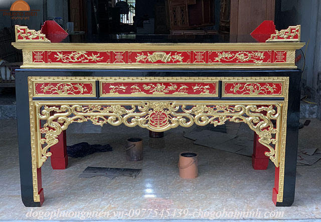 Mẫu bàn thờ án gian gỗ mít sơn son thiếp vàng
