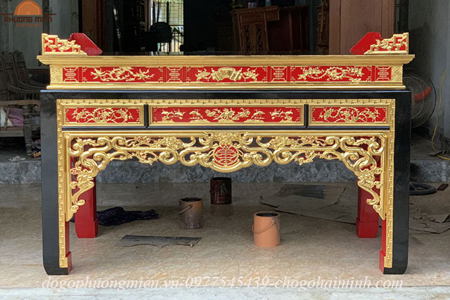 mẫu bàn thờ án gian gỗ mít sơn son thiếp vàng