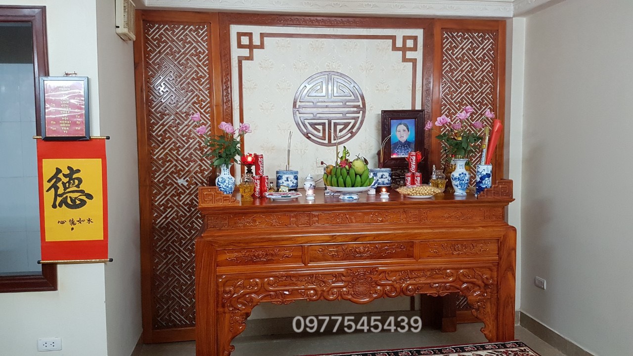 Mẫu bàn thờ gia tiên gỗ đẹp tại Hà Nội