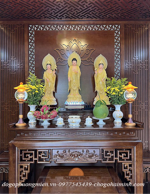 Mẫu bàn thờ phật gỗ hương hiện đại đẹp