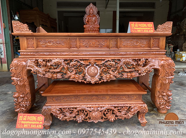 Mẫu bàn thờ phật hiện đại gỗ hương đẹp