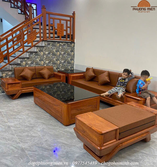 Mẫu sofa gỗ hiện đại trang trí phòng khách đẹp.