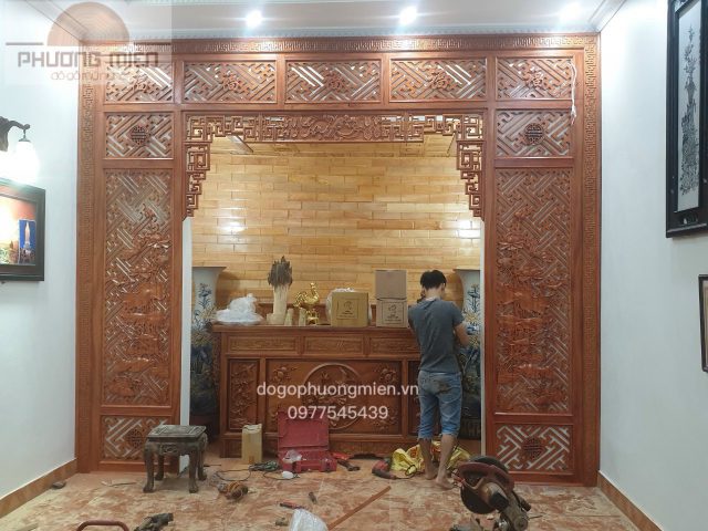 mẫu thiết kế phòng thờ gỗ tại Nam Định