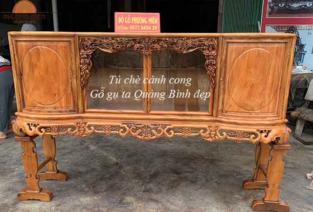 Mẫu tủ chè cánh cong gỗ gụ ta-Quảng Bình đẹp