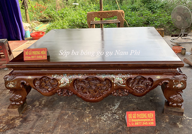 sập ba bông gỗ gụ