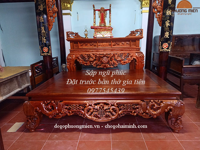 Sập ngũ phúc cổ gỗ gụ đẹp.