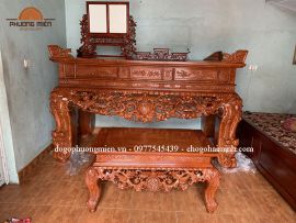 Sập thờ mai điểu gỗ hương đá đẹp chân 24.( bàn giao tại Bắc Ninh)