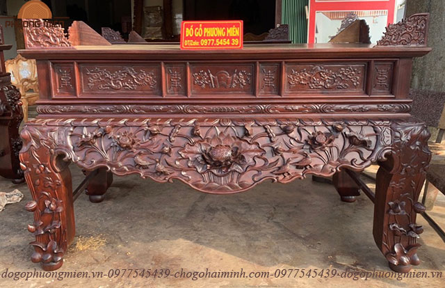 sập thờ sen vịt gỗ gụ