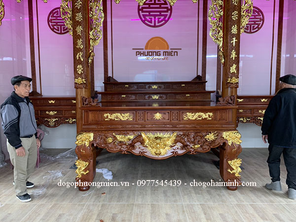 sập thờ tam cấp chạm tứ linh