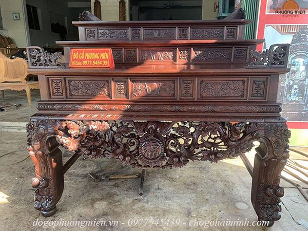sập thờ tam cấp gỗ gụ