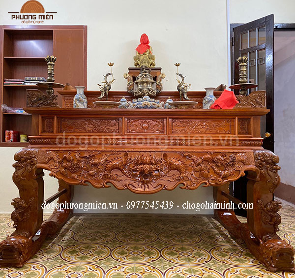 sập thờ tứ linh nhị cấp