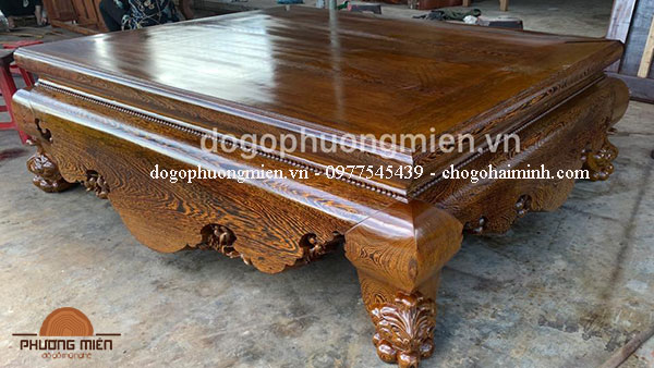 sập trơn gỗ mun cổ liền