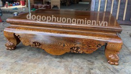 Sập trơn gỗ mun hoa cổ liền tứ diện 1m6 x 2m