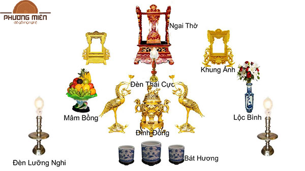 cách sắp xếp đồ thờ cúng trên bàn thờ