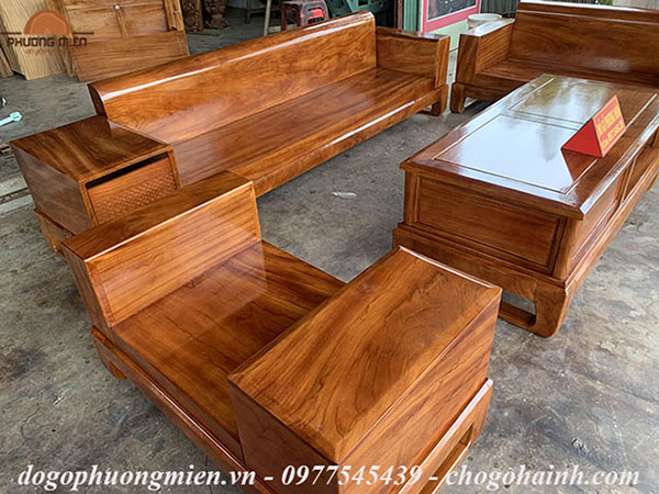 sofa chữ U gỗ gõ đỏ đẹp chất lượng 