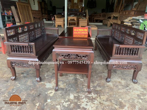 trường kỷ con tiện chân móng gỗ gụ