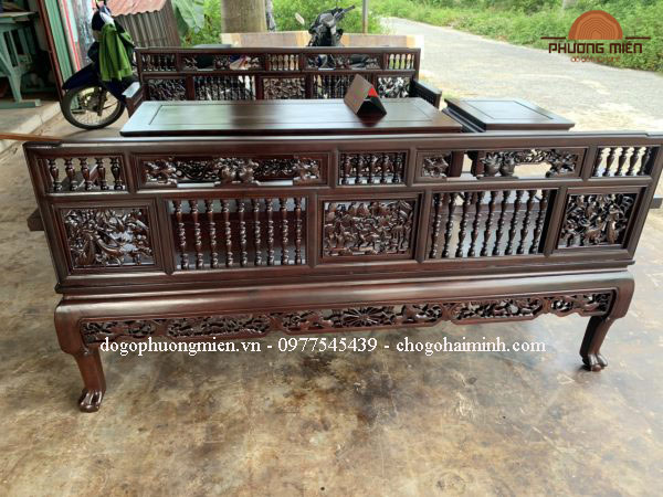 trường kỷ con tiện chân móng gỗ gụ