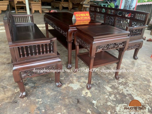 trường kỷ con tiện gỗ gụ chân móng.