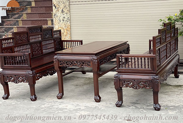 trường kỷ con tiện ngũ sơn gỗ gụ chân móng