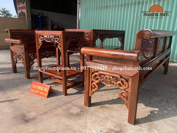 trường kỷ gỗ gụ chạm tứ quý nên.