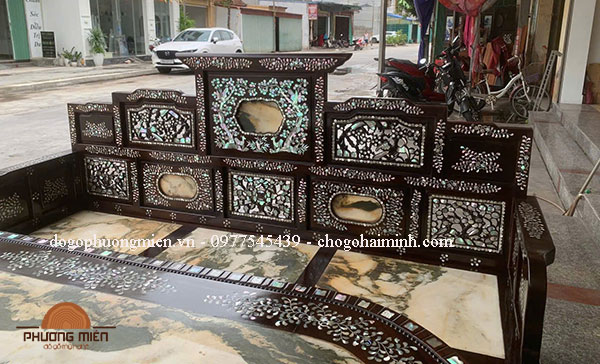 trường kỷ ngũ sơn gỗ gụ cẩn ốc
