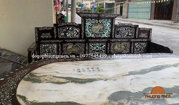 trường kỷ ngũ sơn gỗ gụ cẩn ốc