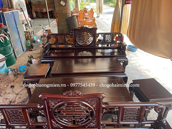 trường kỷ phúc lộc thọ hoàn thiện vecly giả cổ đẹp