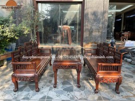 Trường kỷ con tiện gỗ gụ mẫu ngũ sơn đẹp.(Bàn giao tại Thái Bình)