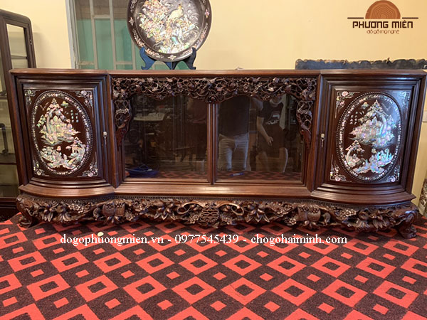 tủ chè cánh cong hoàn thiện vecli