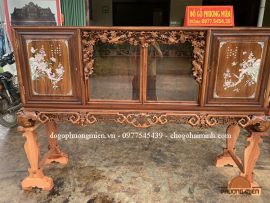 Mẫu tủ chè cẩm ốc cánh mai treo gỗ gụ ta đẹp- Bàn giao tại Hải Dương..